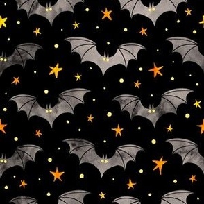  Watercolor Bats Grey with Yellow Stars