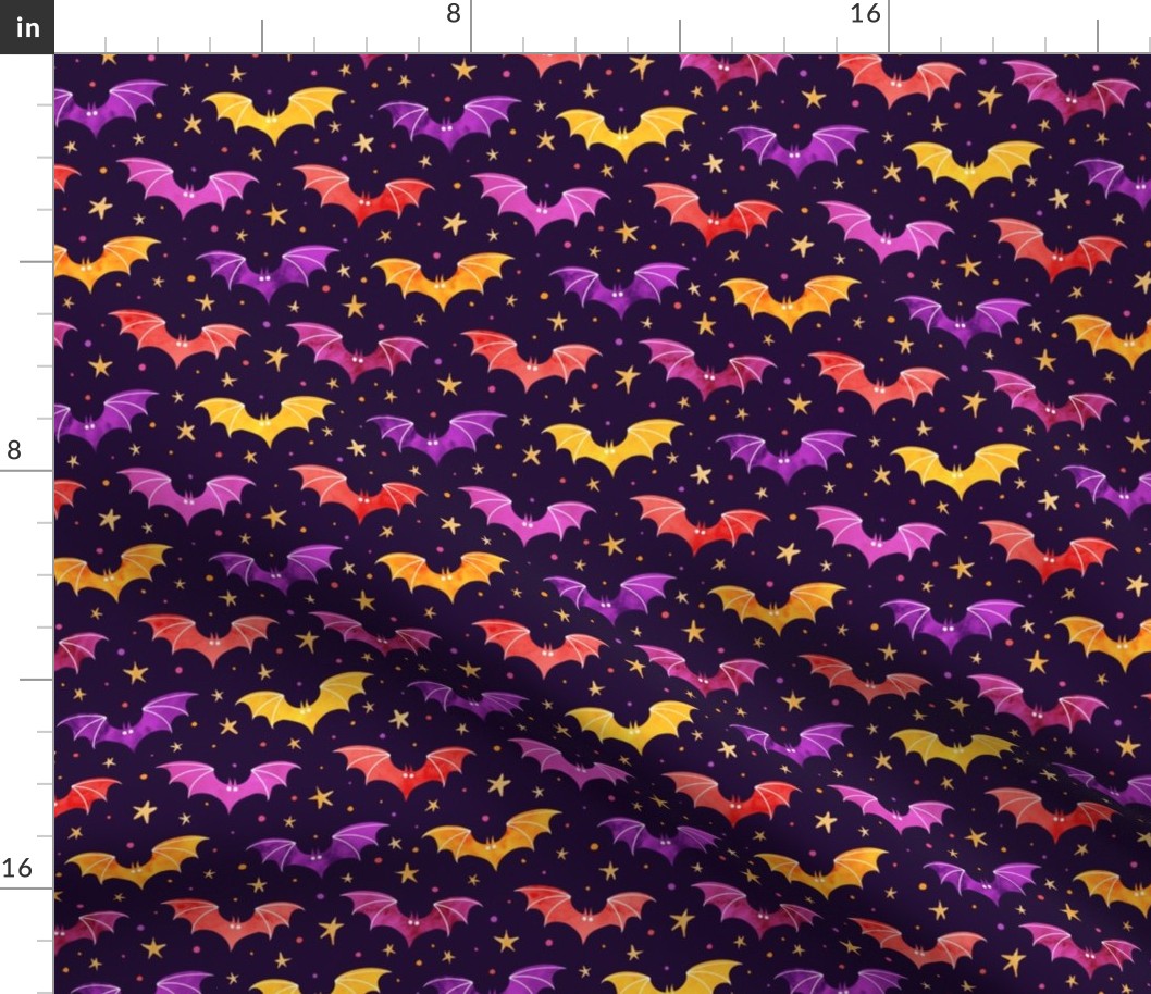  Watercolor Bats Warm Purple