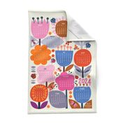 Tea Towel calendar 2024 retro flowers