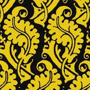 Renaissance Venetian Leaf, yellow on black