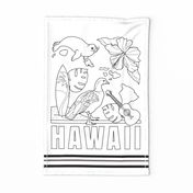Hawaii Coloring In Tea Towel