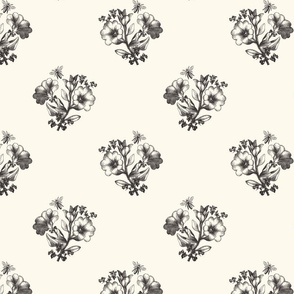 classic floral vintage botanical black and ivory floral terriconraddesigns