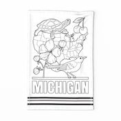 Michigan Coloring In Tea Towel