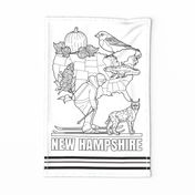 New Hampshire Coloring In Tea Towel