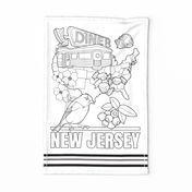 New Jersey Coloring In Tea Towel