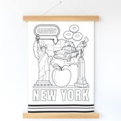 New York Coloring In Tea Towel