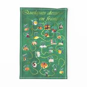 Tea Towel - Dessert and pastries written in French.