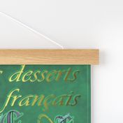 Tea Towel - Dessert and pastries written in French.