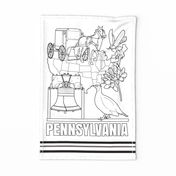 Pennsylvania Coloring In Tea Towel