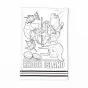 Rhode Island Coloring In Tea Towel