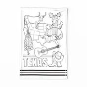 Texas Coloring In Tea Towel