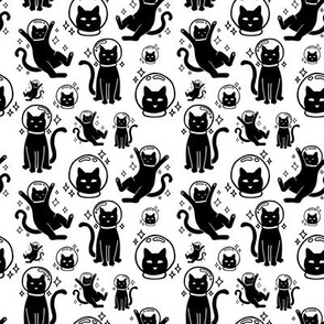 Space Cats Black on White