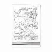 West Virginia Coloring In  Tea Towel
