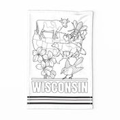 Wisconsin Coloring In Tea Towel
