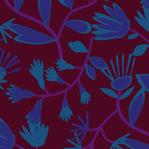 Papercut Floral Burgundy Velvet