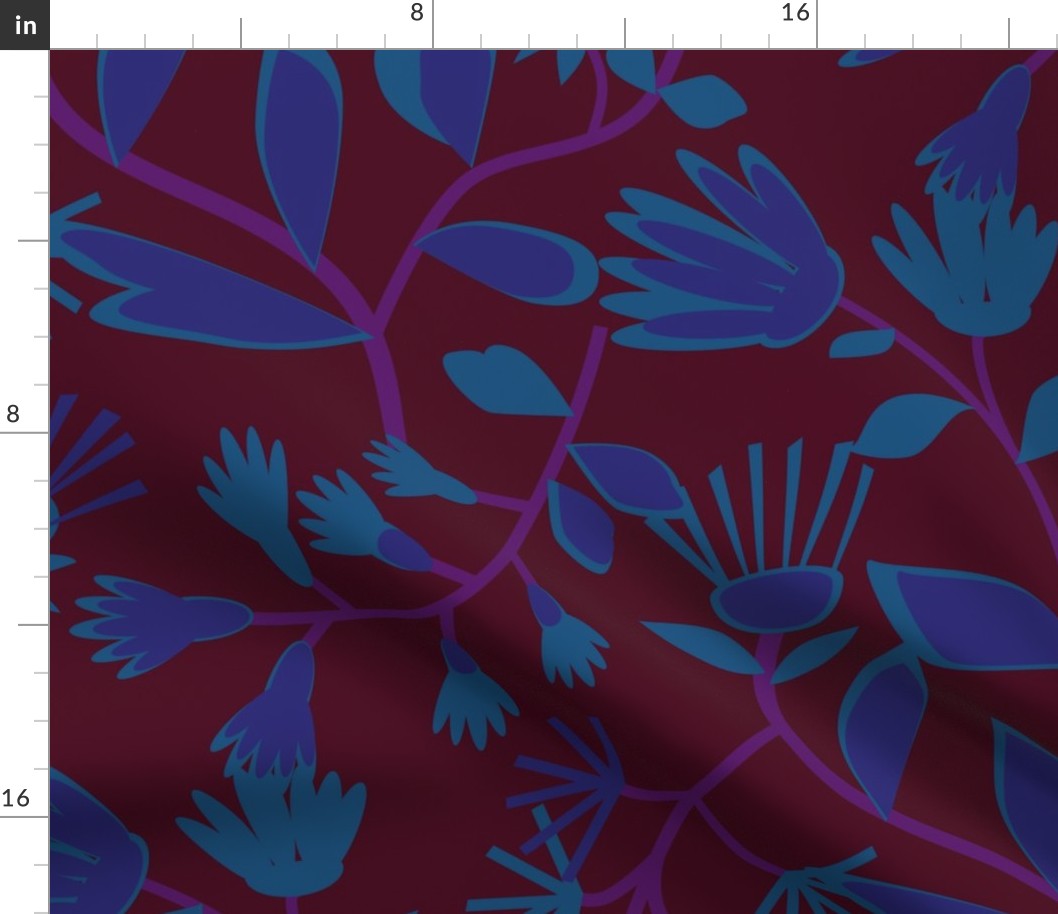 Papercut Floral Burgundy Velvet