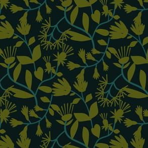 Papercut Floral Moss Velvet