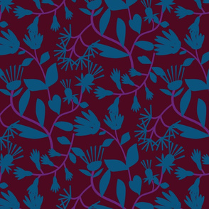 Papercut Floral Burgundy Velvet