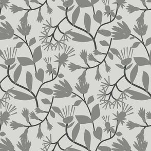 Papercut Floral Grey Light Ground