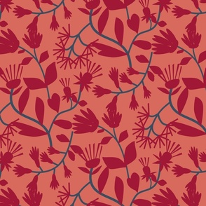 Papercut Floral Salmon Red