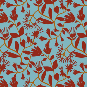 Papercut Floral Sky Red