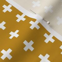 Small White Crosses on Mustard - Mustard Plus Signs