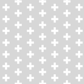 Small White Crosses on Light Grey - Light Grey Plus Signs