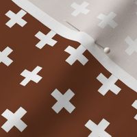 Small White Crosses on Dark Copper - Dark Copper Plus Signs