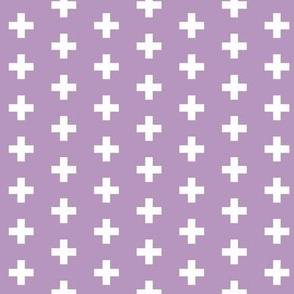 Small White Crosses on Lilac - Lilac Plus Signs