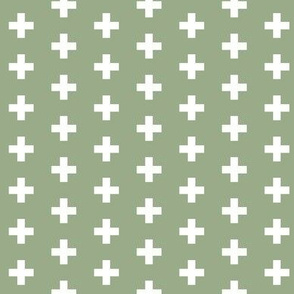 Small White Crosses on Sage - Sage Plus Signs