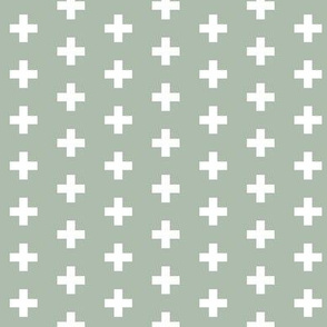 Small White Crosses on Seafoam - Seafoam Plus Signs