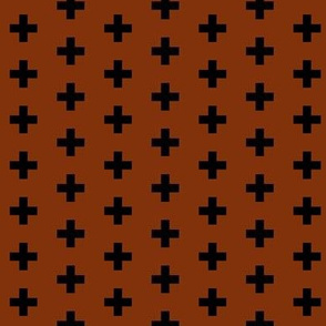 Small Black Crosses on Burnt Orange - Black Plus Sign - Small Version