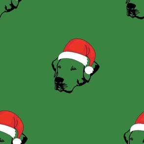 Labrador Retriever with Santa hat-Green Background
