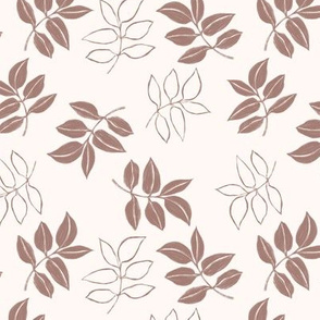 Leaf Silhouette in Rose Brown on Cream