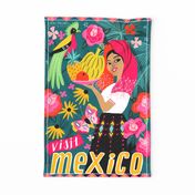 visit Mexico vintage travel teatowel