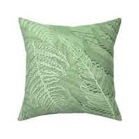 Large Scale Embossed Ferns in Shades of Sage Green