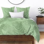 Large Scale Embossed Ferns in Shades of Sage Green