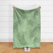 Large Scale Embossed Ferns in Shades of Sage Green