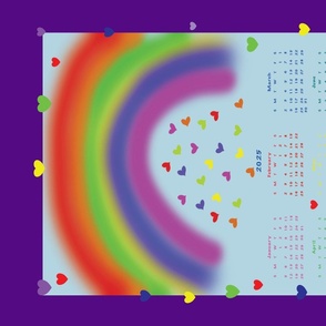 2024 Fun Colorful Rainbow Calendar with Hearts