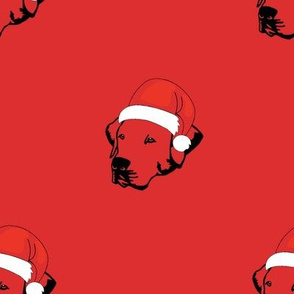 Labrador Retriever with Santa hat-Red Background