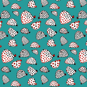 Ladybug Party on Teal Blue Green