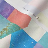 Cheater Quilt Watercolor patchwork Modern geometric Multicolor