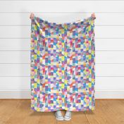 Cheater Quilt Watercolor patchwork Modern geometric Multicolor