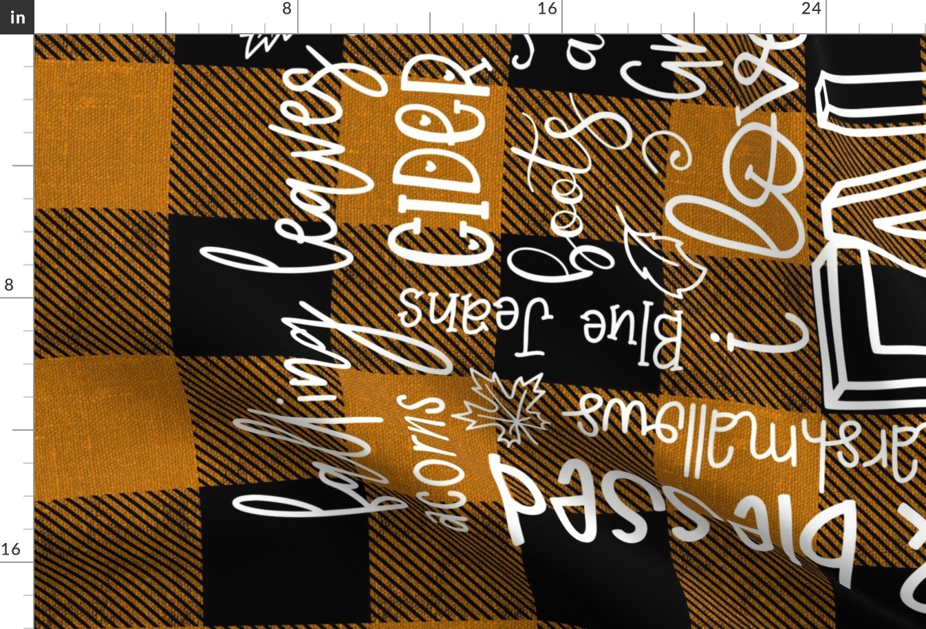 I Love Fall Most of All Subway Orange Plaid rotated - 36 x 54 inches