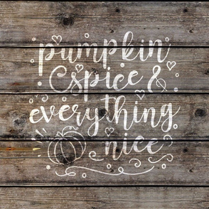Pumpkin Spice and Everything Nice on dark wood - 18 inch square