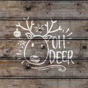 Oh Deer on Dark Wood - 18 inch square