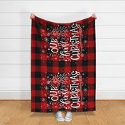 Our First Christmas 2020 Red Buffalo Plaid Minky rotated -54 x 36 inches