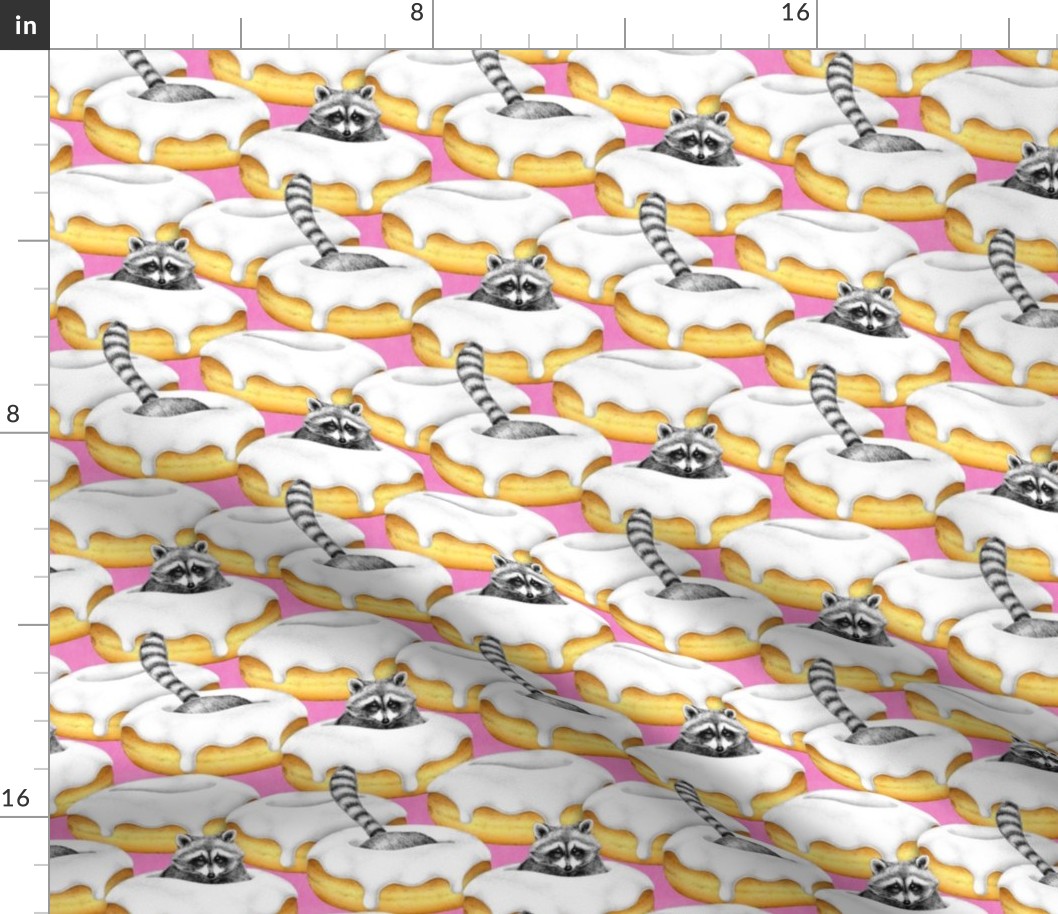 Fanciful Food Imaginations of a Sugar Addicted Raccoon - on chalk textured candy pink