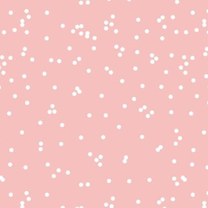 Soft pale pink Christmas snow flakes polka dot design