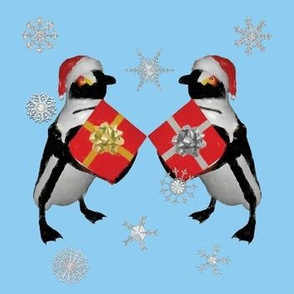 Penguins exchanging gifts